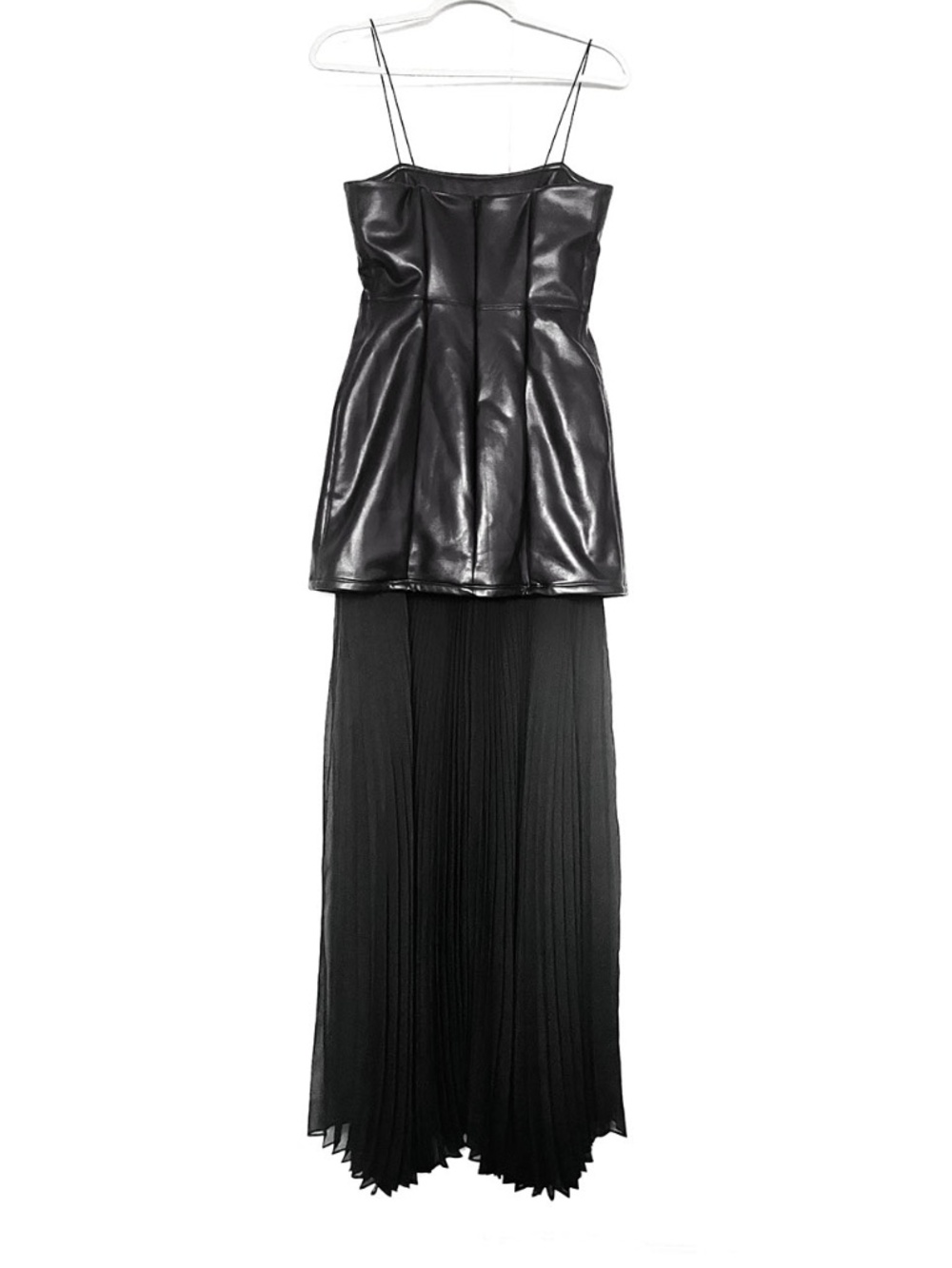 Kenneth Cole Women's Black Faux Leather Pleated Combo Corset Ball Gown Size: S - Picture 3 of 8
